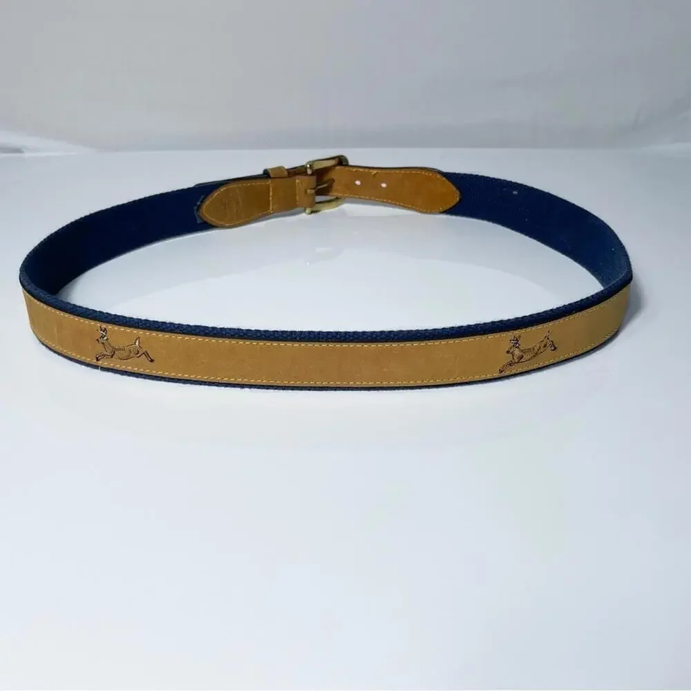 Field & Stream antelope embroidered Men's size 36 belt with canvas and leather